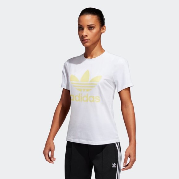 adidas Women's Trefoil Tee - Ice Yellow - Picture 2 of 8